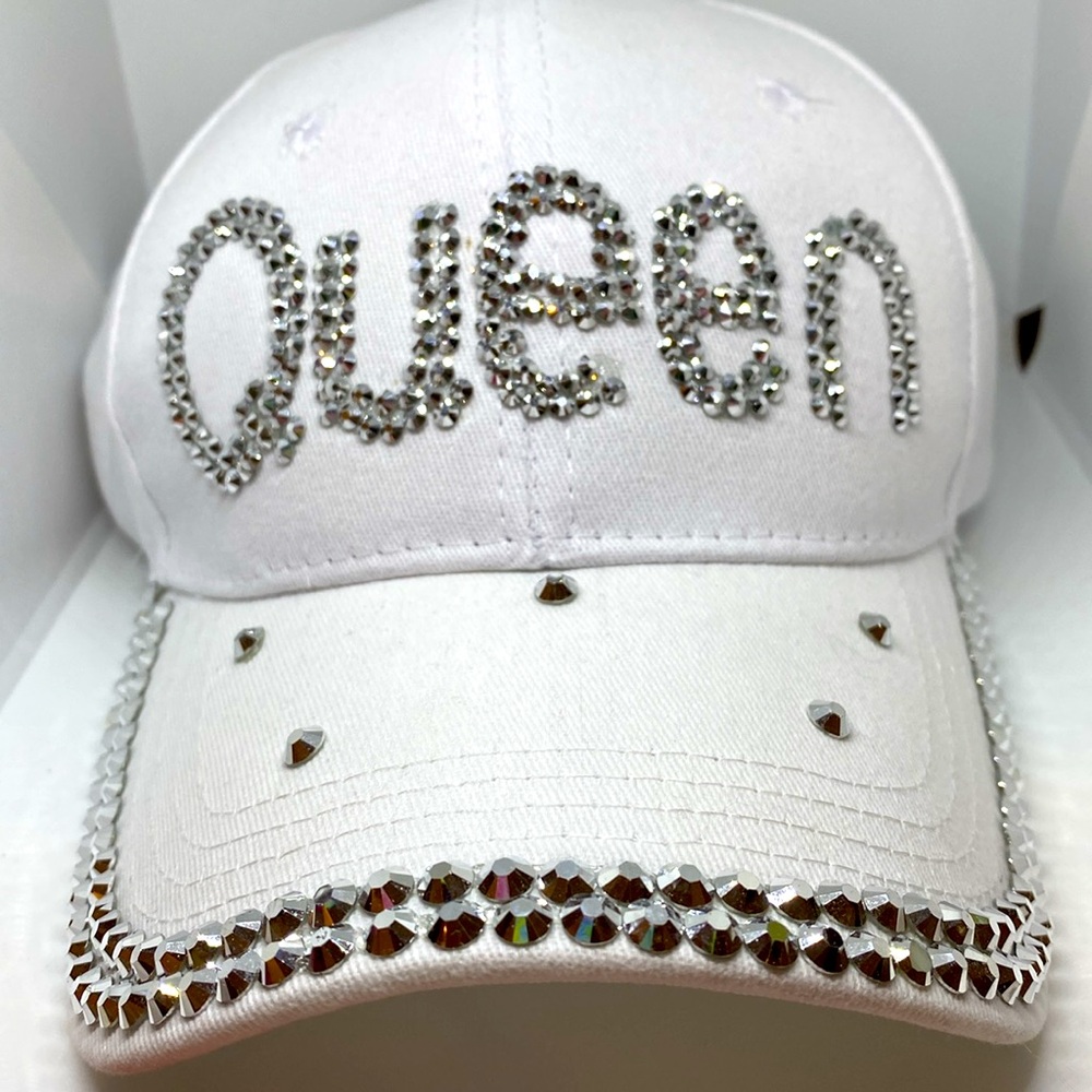 Madd Hatter White with Silver Sequins Queen Ball Cap NWT - Picture 5 of 8